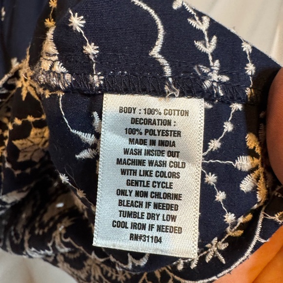 crown & ivy Navy Embroidered Peasant Blouse - Picture 3 of 8